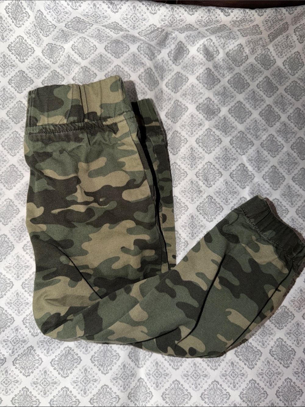 Kids Camo Jogger Pants - Olive Green